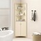 68-Inch Tall Corner Bathroom Cabinet with 5 Shelves and 2 Fluted Doors